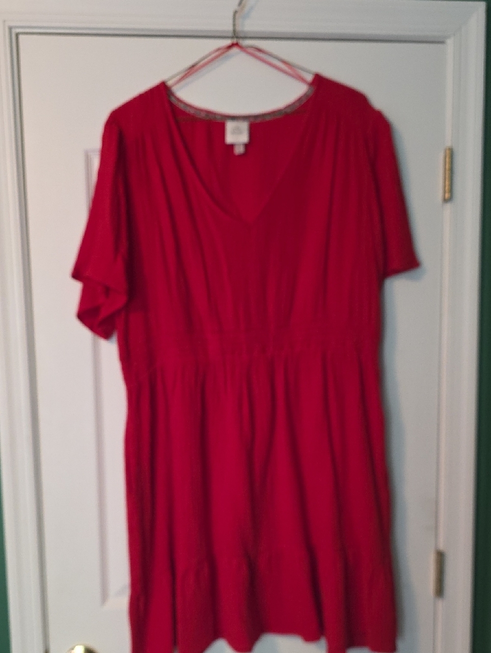 Knox Rose Red Midi V-Neck Dress with Flutter Sleeves